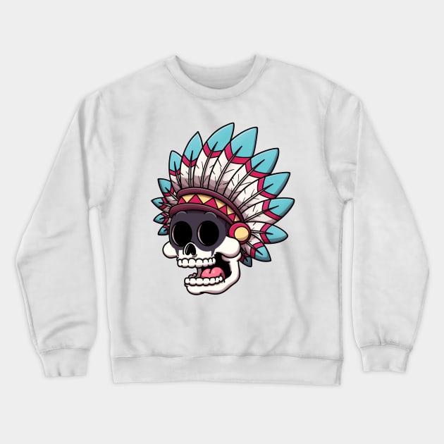 Native American Skull Crewneck Sweatshirt by TheMaskedTooner